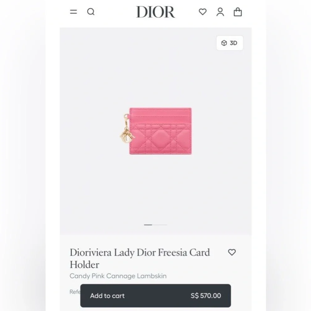 CHRISTIAN DIOR Lambskin Cannage Lady Dior Card Holder